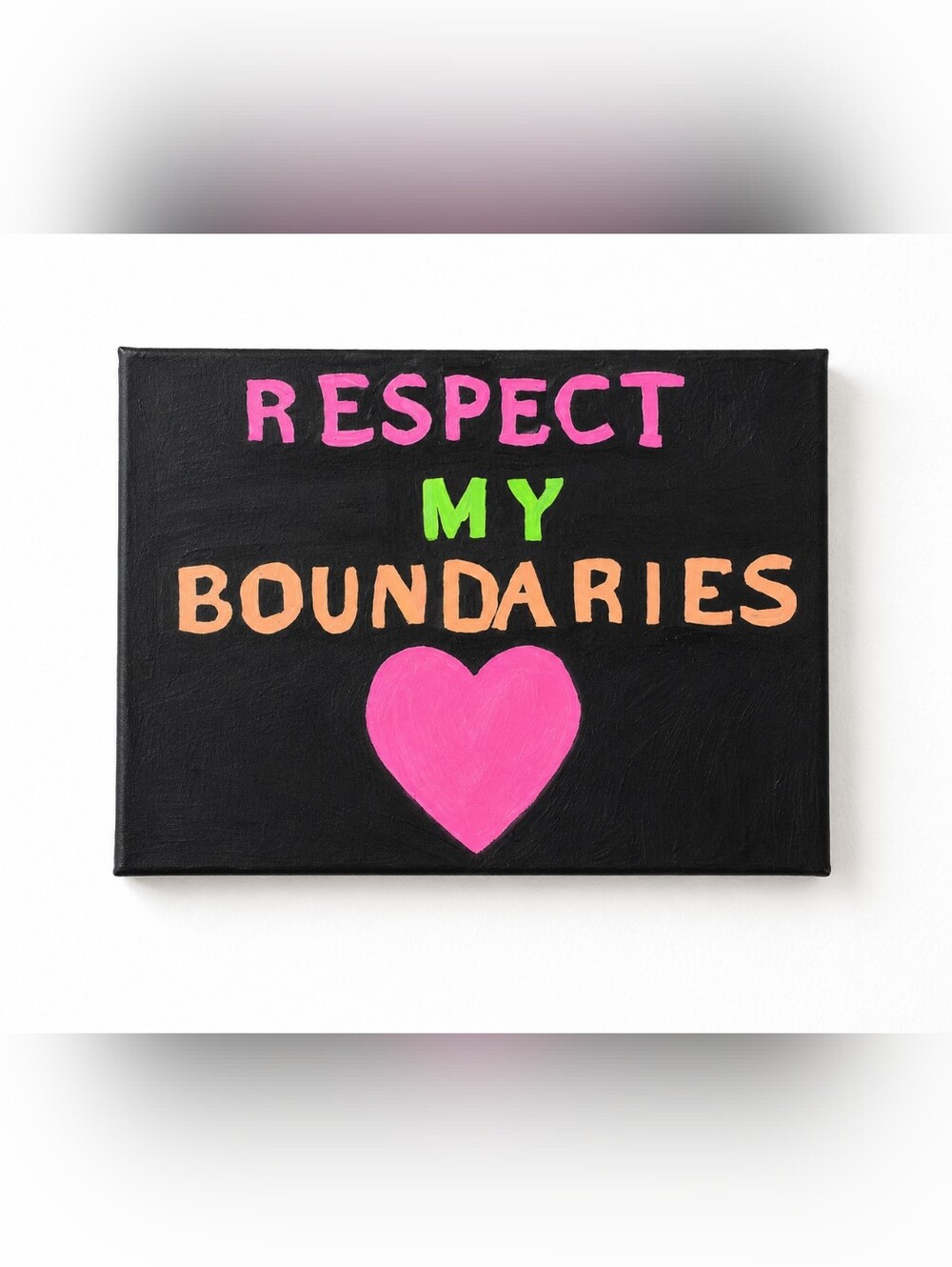 Respect My Boundaries Colorful Motivational Canvas Art Painting Heart Wall Decor